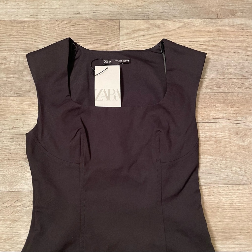 NWT Zara TRF black fitted mini dress - Picture 10 of 14